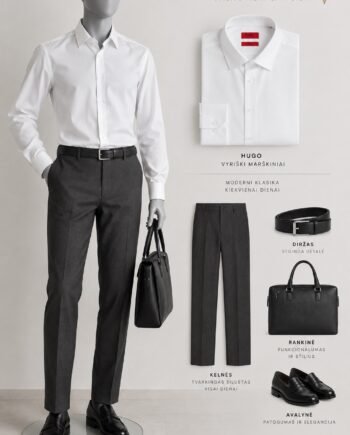 HUGO vyriški balti marškiniai Slim Fit Easy Iron